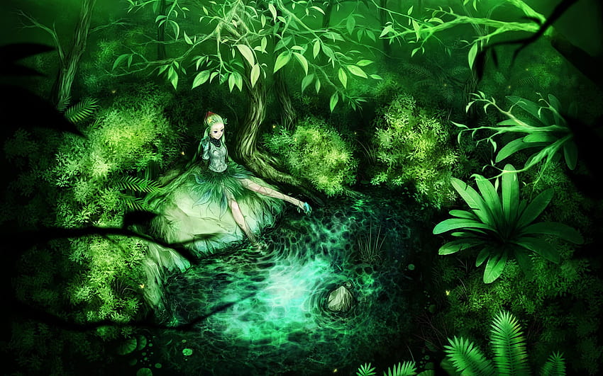 Zielona sceneria anime Tapeta HD
