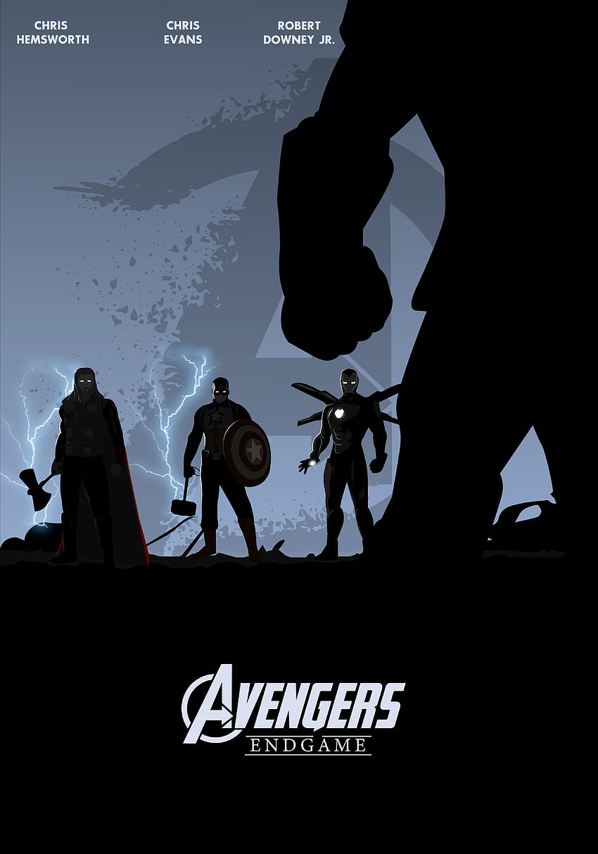 Avengers: Endgame , Thor, Capitão América, Homem de Ferro, Thanos, Ilustração, Preto, Preto/Escuro, thor black Papel de parede de celular HD