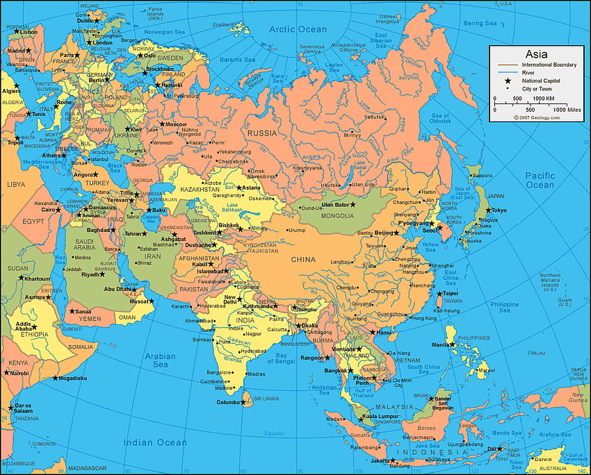 mapy i : Mapa Azji Tapeta HD