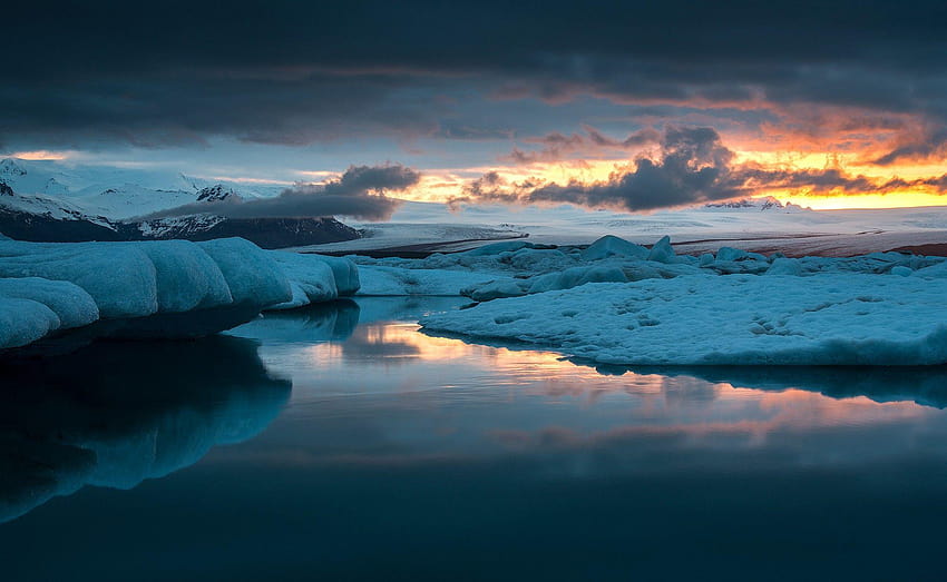 Iceland, Blue Lagoon, night, winter HD wallpaper
