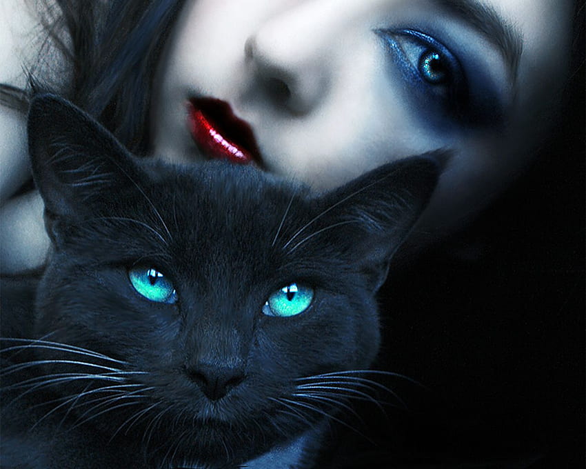 Girl with black cat cat 3d for, 3d women cat HD wallpaper | Pxfuel