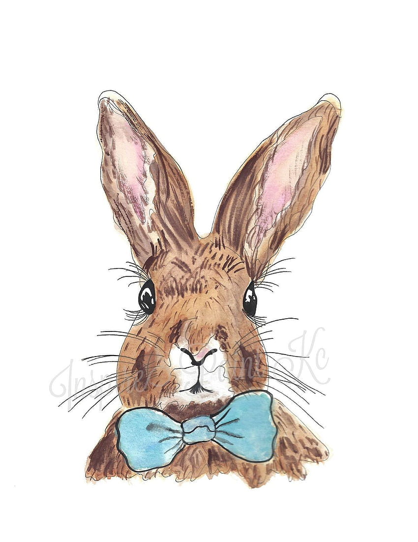Easter Bunny malarstwo akwarelowe, Easter Bunny Decor, dekoracje wielkanocne, malarstwo wielkanocne, znak wielkanocny, Instant, Digital Tapeta na telefon HD