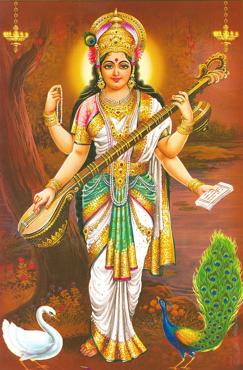 Saraswati Devi Dea indù, saraswathy Sfondo del telefono HD