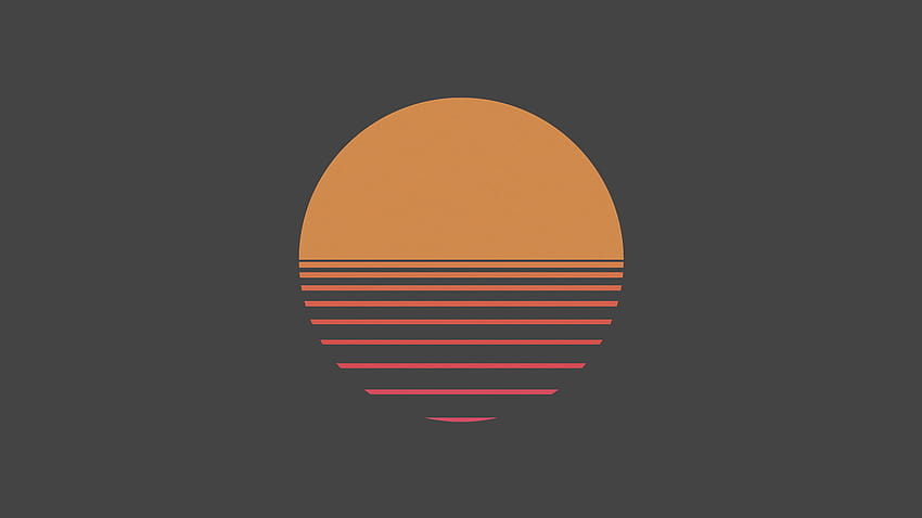 sztuka cyfrowa, minimalizm, proste tło, słońce, koło, linie, pomarańczowe / i mobilne tła, pomarańczowy minimalistyczny Tapeta HD