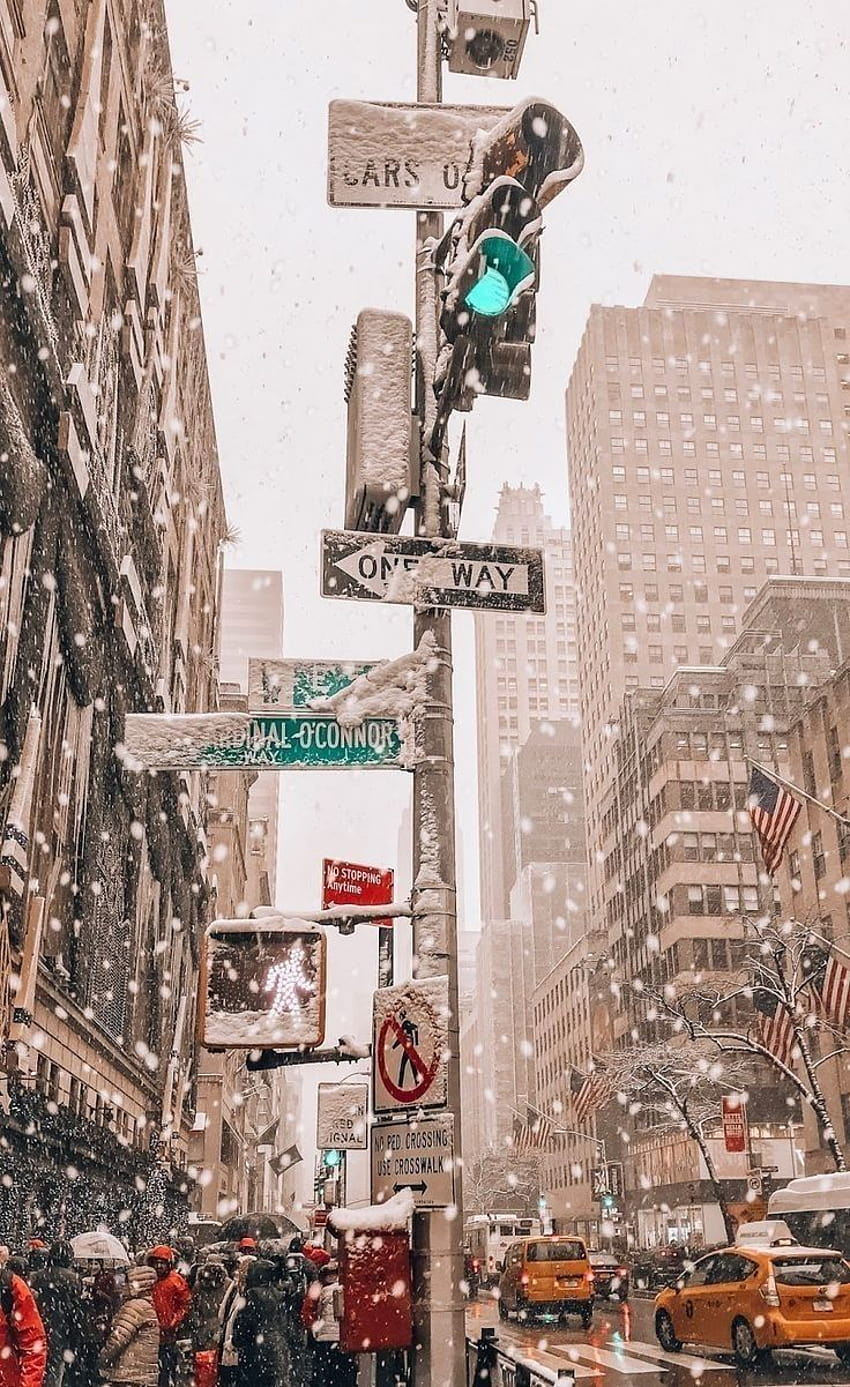 Zimowy Nowy Jork, estetyka Nowego Jorku Tapeta na telefon HD