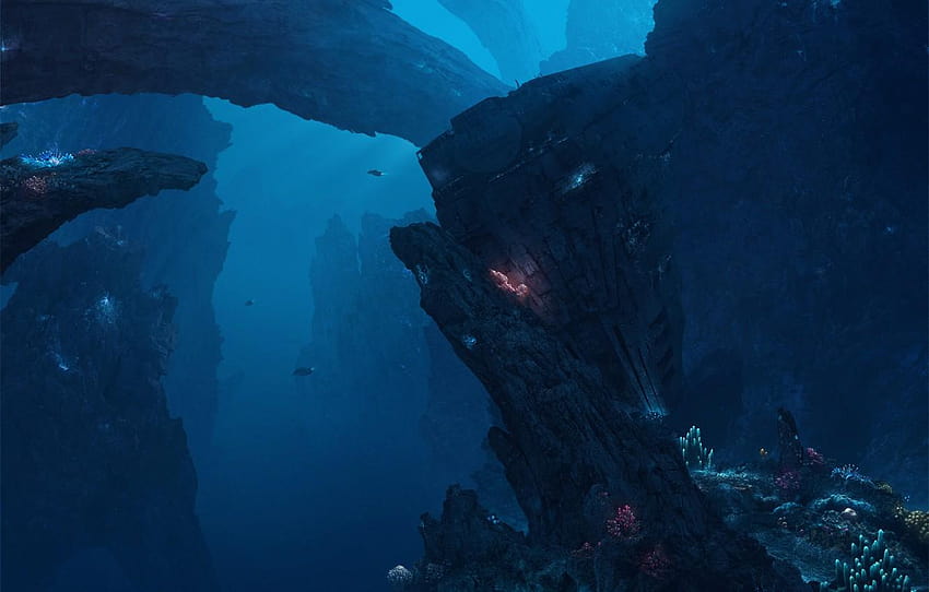 дълбочина, дъното на морето, дълбоки морета на Пандора, дълбоко под водата HD тапет