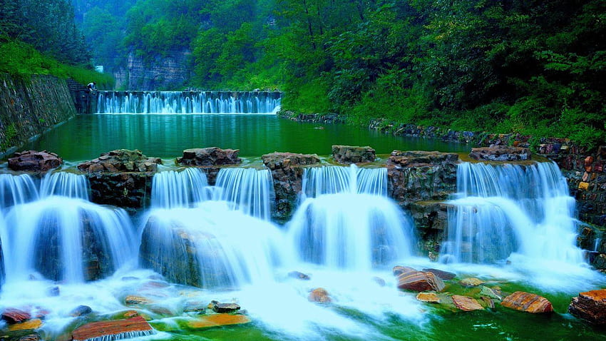 Rainforest Waterfall at Landscape, rainbow rainforest HD wallpaper