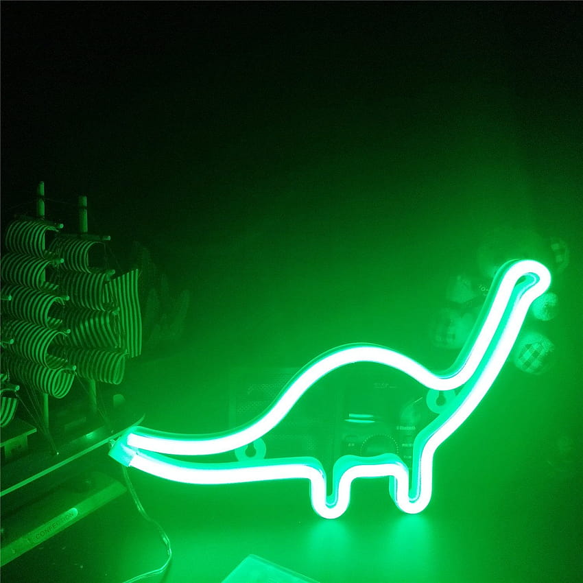 TONGER® Green Dinosaur Wall LED Neon Light Sign, aesthetic dinosaur ...