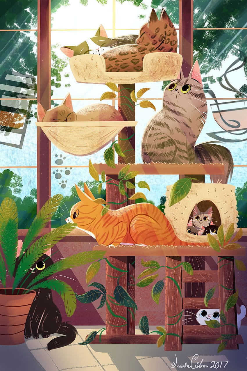 查看此 @Behance 项目:“Cat Tree Paradise”https://www.behance/gallery/61572137/ Cat, cat cafe HD phone wallpaper