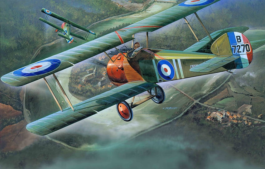 the plane, fighter, art, British, biplane, single, times, aircraft, known, The first world war, years., maneuverability, among, those, Sopwith Camel F.1, great , section авиация, world war 1 planes HD wallpaper
