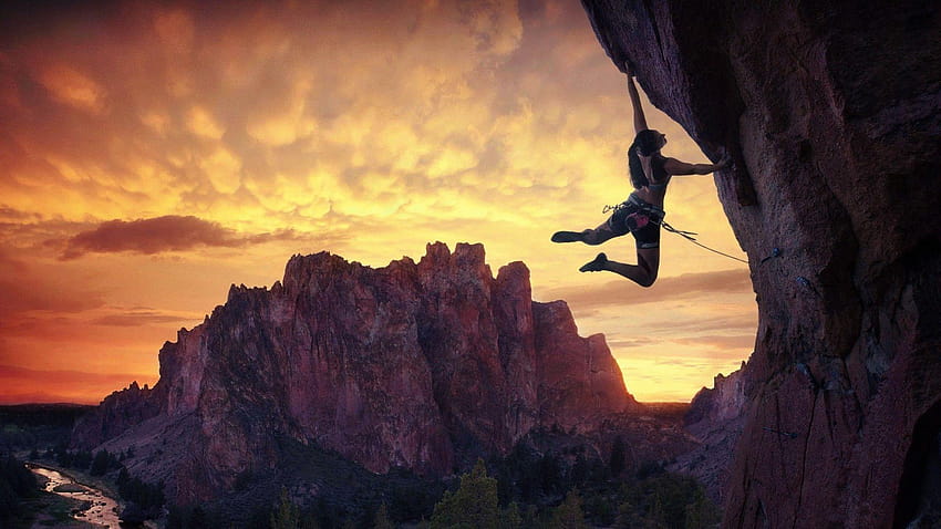 Climber with insurance and HD wallpaper