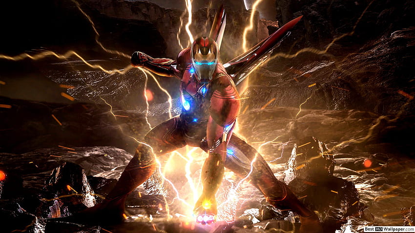 Iron Man With Infinity Gauntlet Endgame, безкрайната ръкавица HD тапет