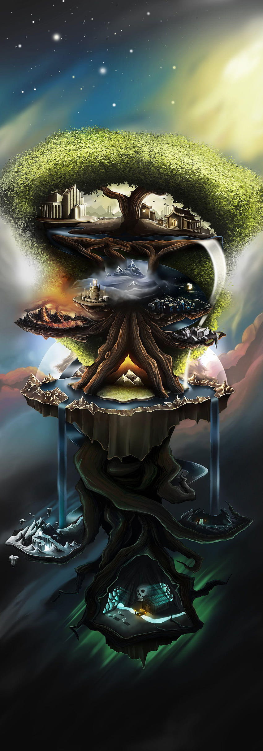 Yggdrasil Tree Yggdrasil l'arbre du monde, mythologie nordique Fond d'écran de téléphone HD