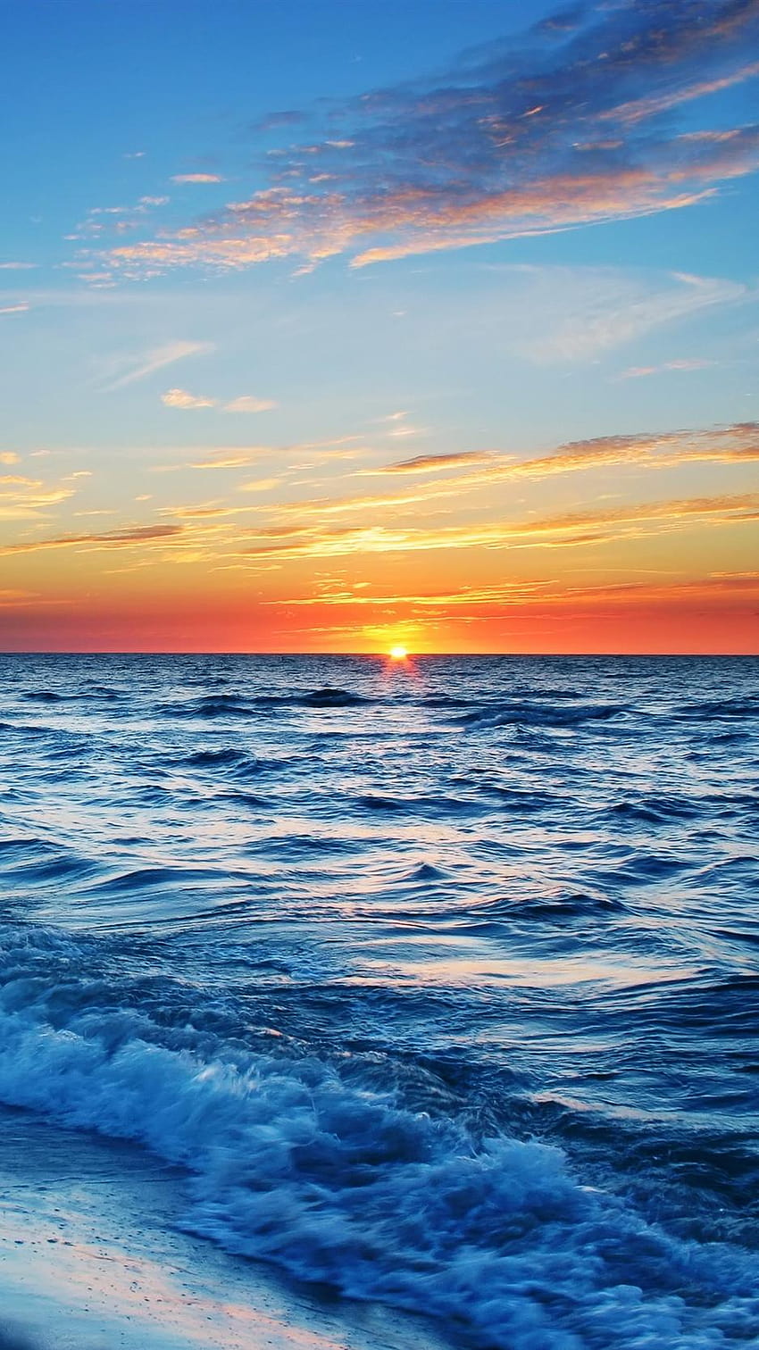 Sea, Beach, Evening, Sun, Sunset, sunset on the sea HD phone wallpaper
