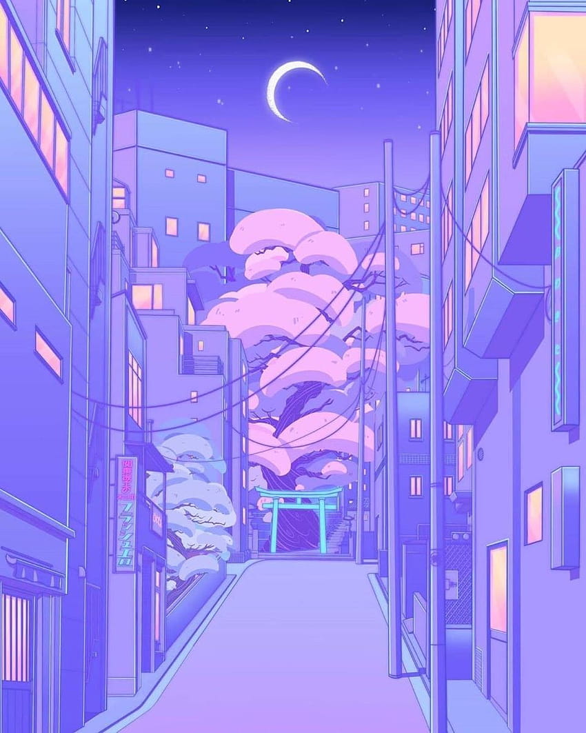 Artist : Elora, japanese anime purple HD phone wallpaper