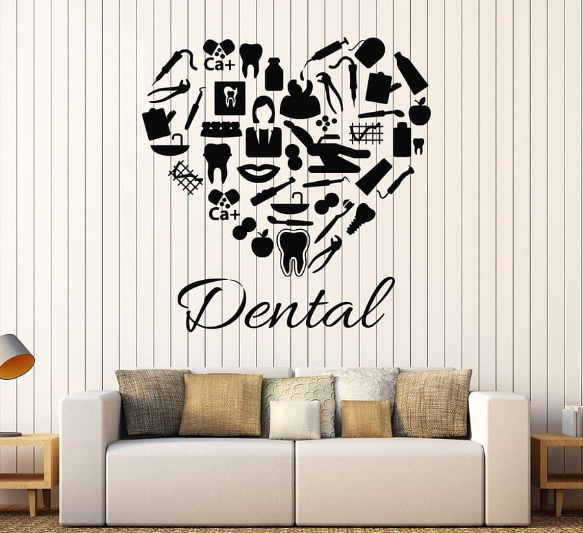 Nuevas pegatinas creativas para pared de corazón de clínica Dental, calcomanías para dentista, Mural de odontología, arte moderno, decoración del hogar, póster único LC298 fondo de pantalla