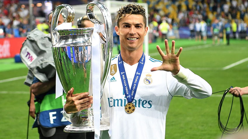 4 Cristiano Ronaldo Com Troféu UCL, ronaldo Champions League papel de parede HD