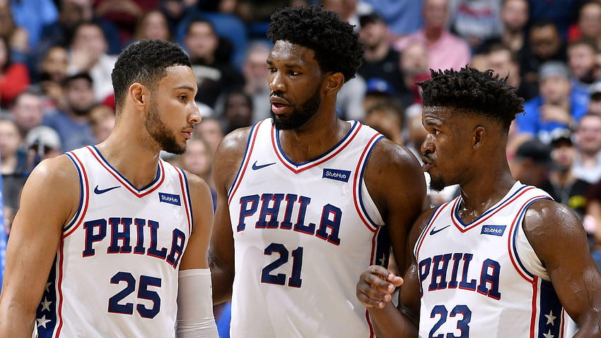 Il est trop tôt pour abandonner les trois grands des Philadelphia 76ers, philadelphia 76ers 2019 Fond d'écran HD
