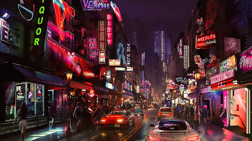 Urban, City, Building, Town, Metropolis resized by Ze Robot, neon road HD wallpaper