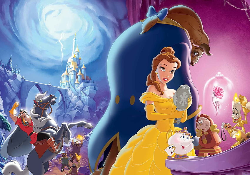 Disney Princesses Belle Beauty Beast Wall Paper Mural, la belle et la bête dessin animé Fond d'écran HD