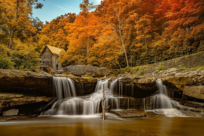 USA water mill Glade Creek Grist Mill, Babcock State Park, glade creek mill HD wallpaper