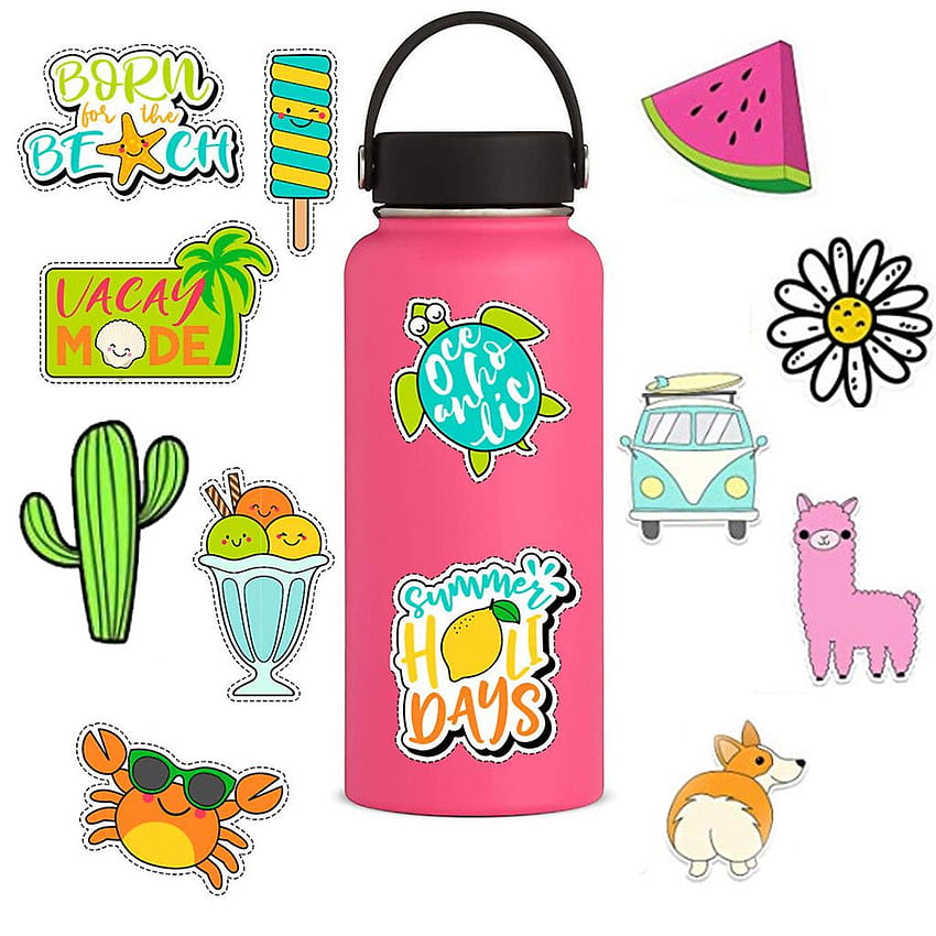 Cute Pink Kawaii Stickers 90 Pcs, Waterproof Vinyl Water Bottles St