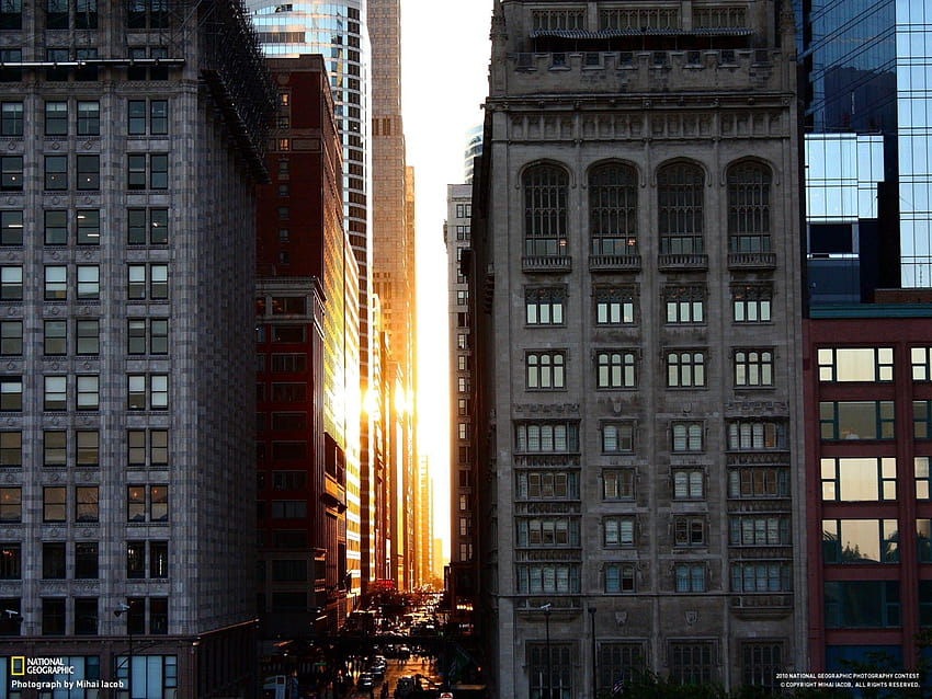 buildings, architecture, Chicago, sunset, National Geographic, downtown HD wallpaper