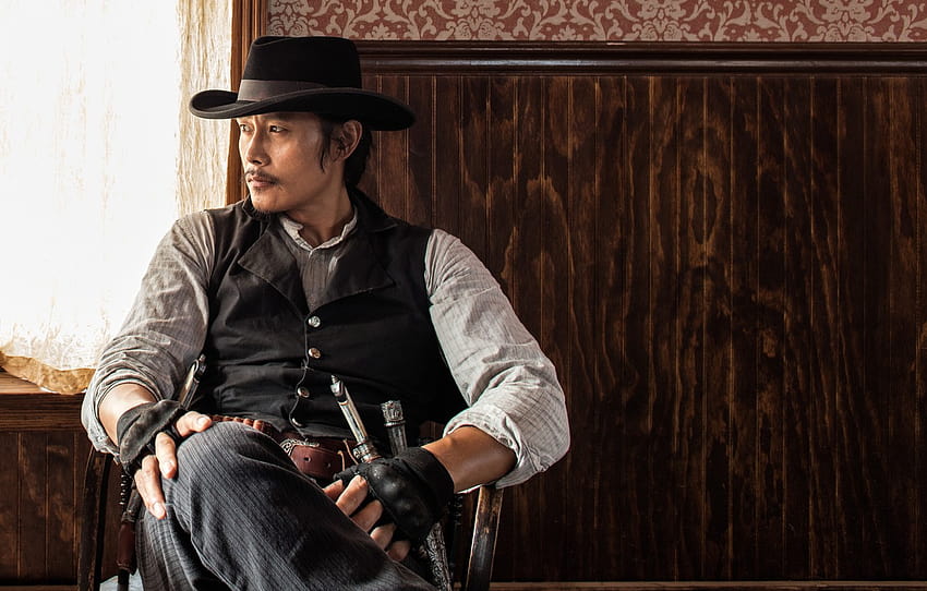 weapons, hat, gloves, cowboy, knives, revolver, Western, vest, Lee Byung HD wallpaper