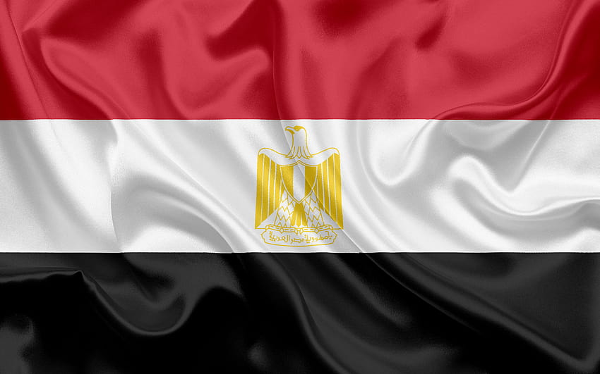 Egyptian flag, Egypt, Africa, flag of Egypt, silk flag with resolution 2560x1600. High Quality HD wallpaper