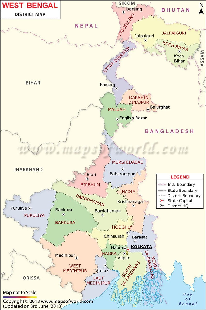 Carte du Bengale occidental Fond d'écran de téléphone HD