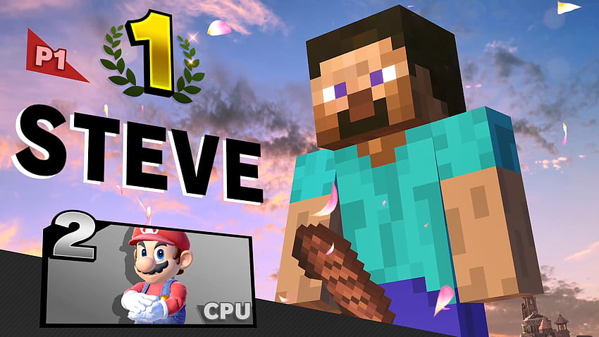 La posa di vittoria di Minecraft Steve in Smash Bros. Ultimate sembra che stia tenendo il suo... Sfondo HD