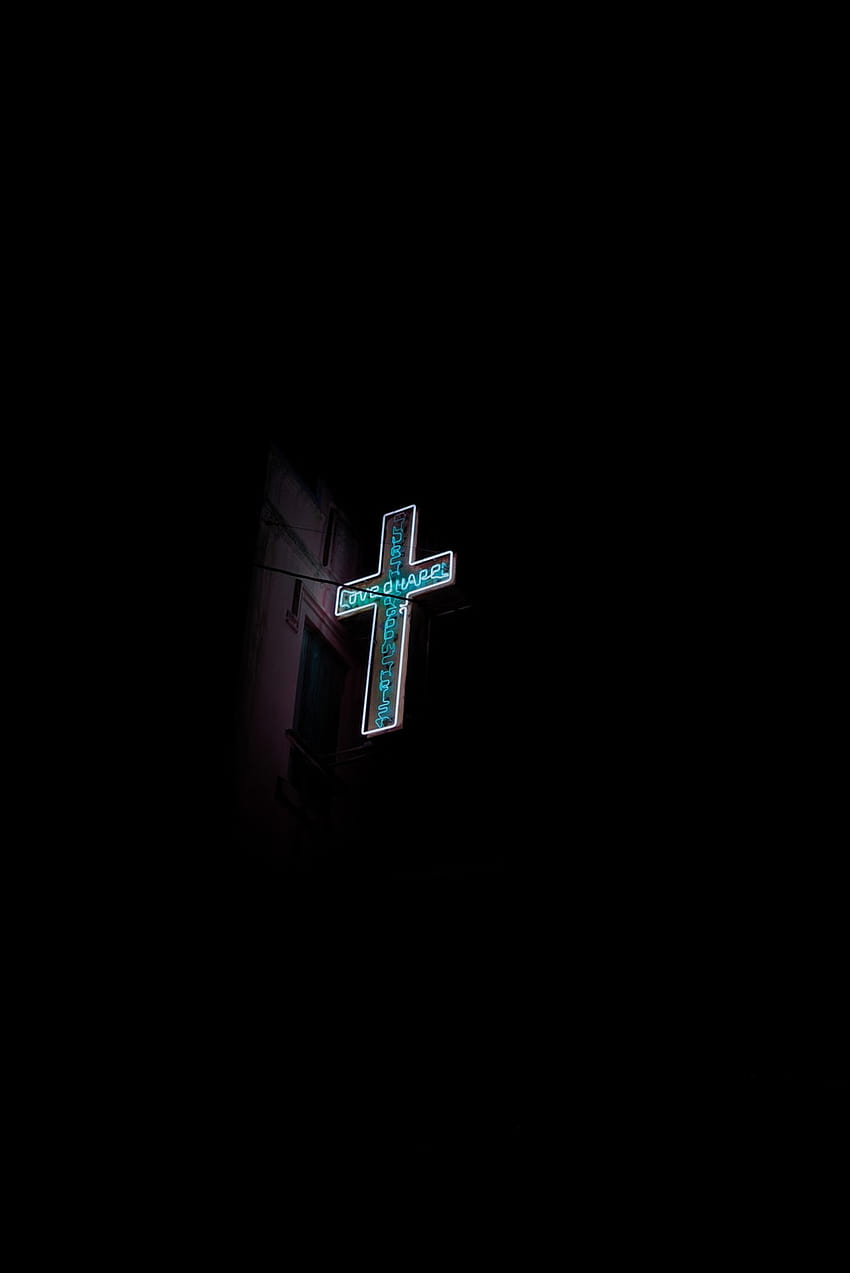 Beschilderung mit blauem Kreuz – San Francisco, Neonkreuz HD-Handy-Hintergrundbild