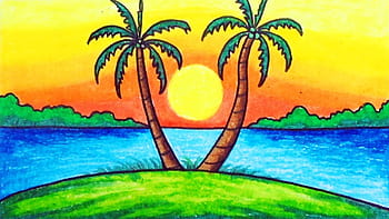 Beautiful Scenery Drawing with Oil Pastels-Step by Step - YouTube-saigonsouth.com.vn