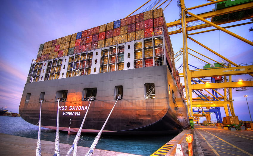 kapal laut pelabuhan air sky terminal msc savona container, 4025x2479, perusahaan kontainer kargo Msc savona Wallpaper HD