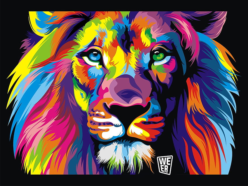 : colorato, illustrazione, arte digitale, animali, nero, opera d'arte, tigre, leone, grandi felini, ruggito, ARTE, arte Moderna, gatto come mammifero, arte psichedelica 3008x2256, tigre arcobaleno Sfondo HD