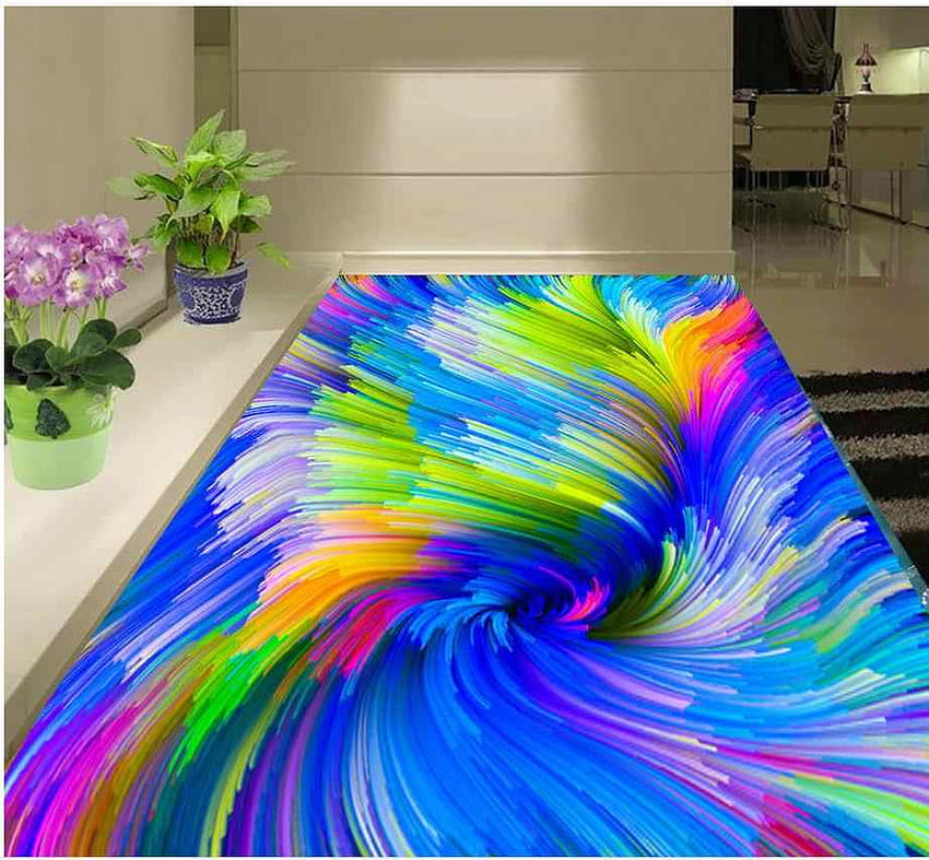 3d lantai Colorful swirl ilusi 3D stereoscopic lantai 3d pvc 3d lantai lukisan HD wallpaper