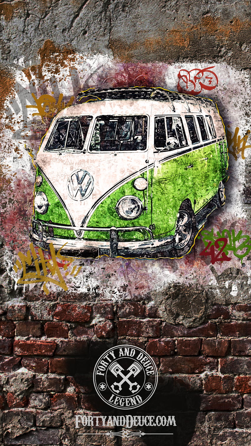 VW Volkswagon Vdub Samba Camper Kombi Street Art, camper van HD phone wallpaper