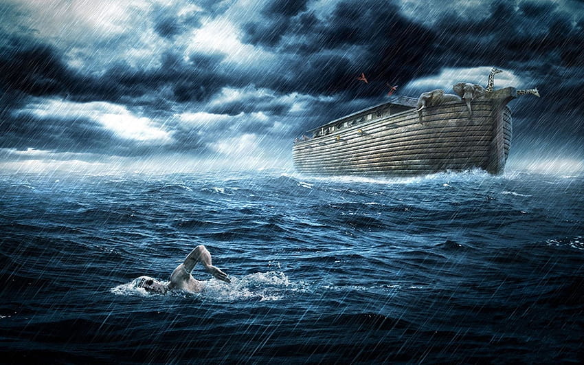 Man swims in the ocean at Noah's ark and, noahs ark HD wallpaper