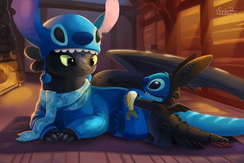 Toothless and Stitch HD wallpaper
