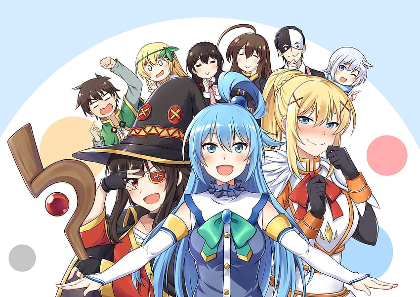 megumin, aqua, darkness, and satou kazuma (kono subarashii sekai