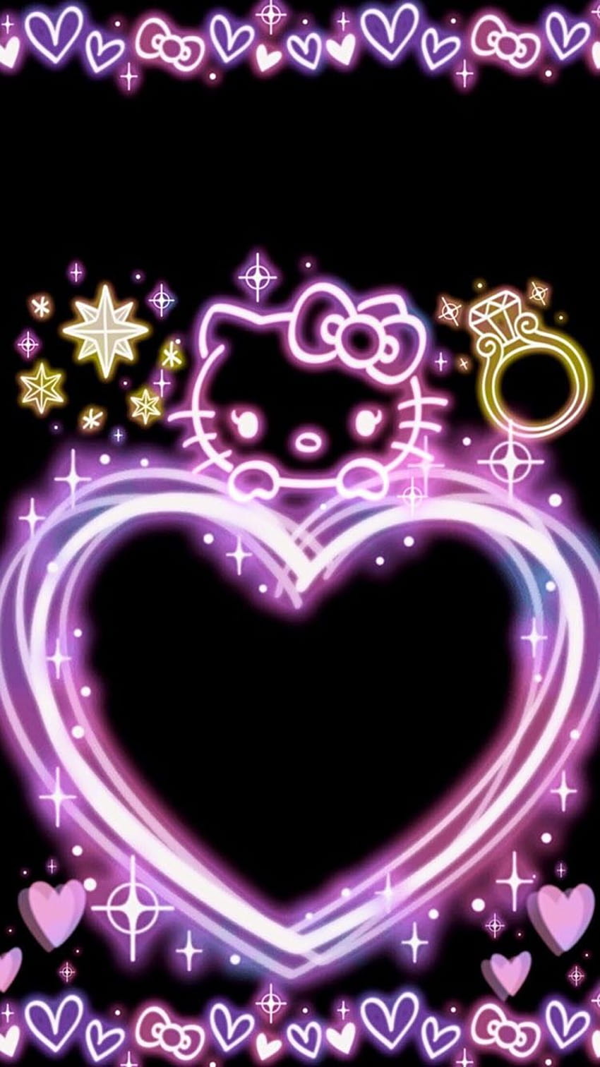 Różowy Neon Hello Kitty, sanrio valentine Tapeta na telefon HD