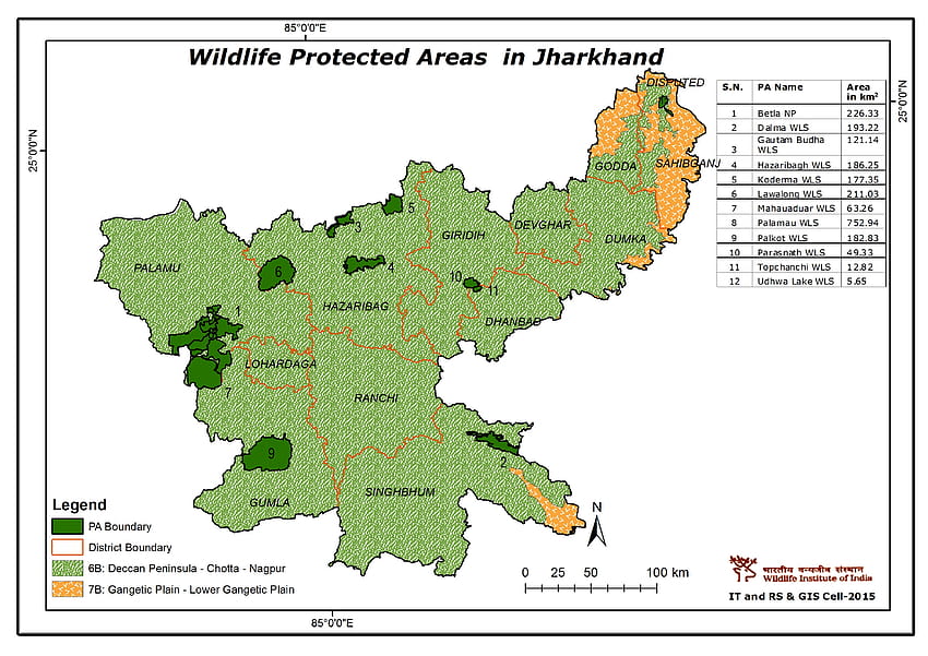 Cartes des aires protégées en Inde, carte du jharkhand Fond d'écran HD