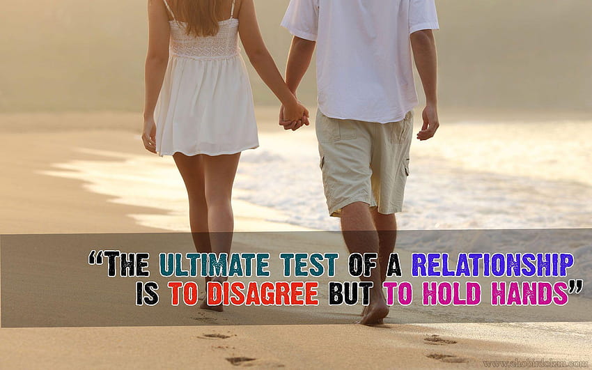 of Cute Love Couple Holding Hands with Quotes HD wallpaper