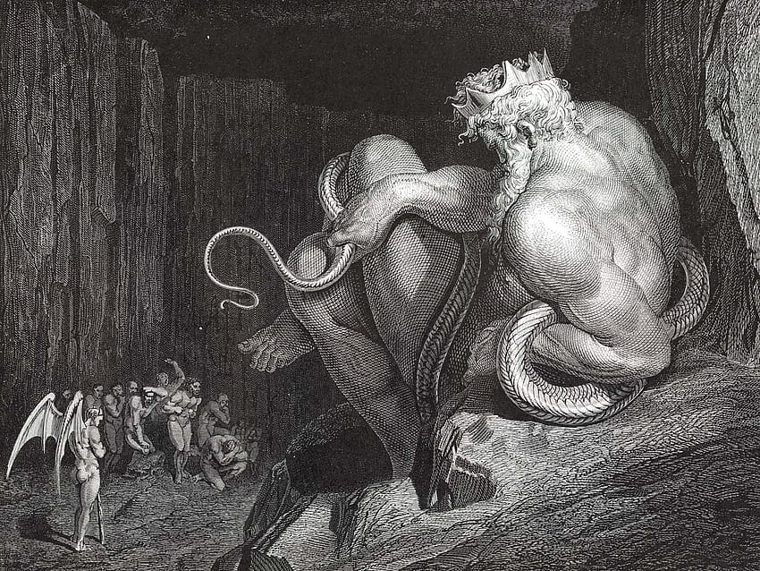 Mythologie, Radierung, Gustave Doré, Dante Alighieri, Dantes Inferno, Minos, klassische Kunst / und Mobile & HD-Hintergrundbild