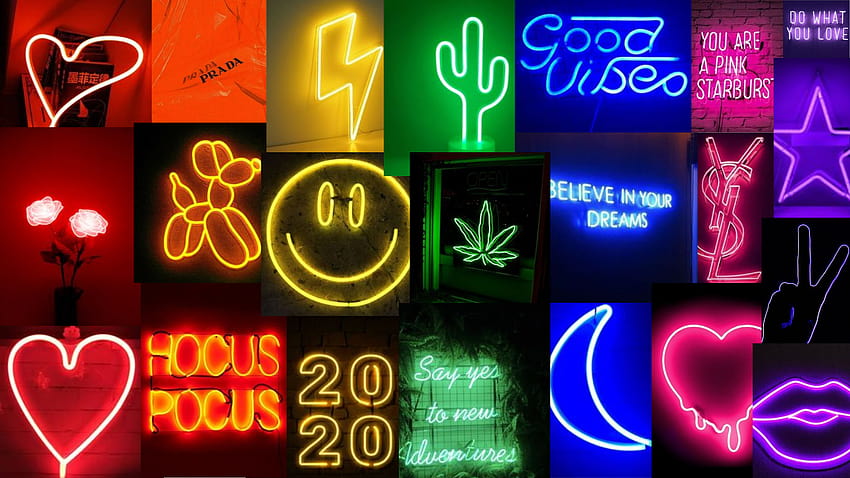 En İyi 28 Neon Gökkuşağı Estetik Kolaj, pembe kolaj neon HD duvar kağıdı