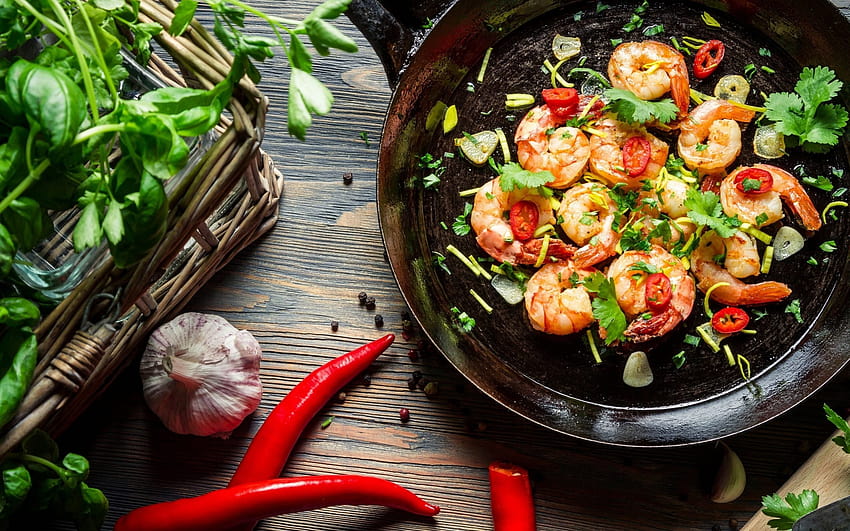 Food Shrimp Seafood Still Life Pepper, ghost pepper HD wallpaper