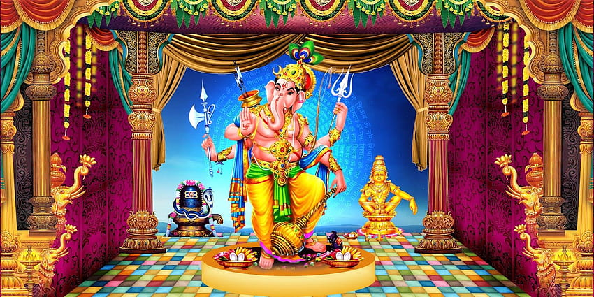 Lord Vinayaka Bühnenhintergrund mit Lord Ganesh HD-Hintergrundbild