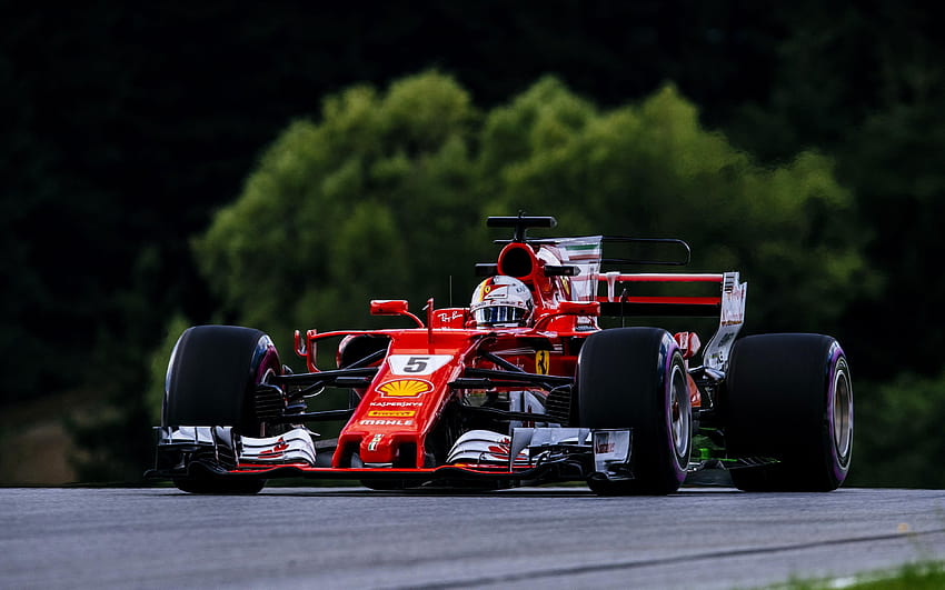 Sebastian Vettel, pista, Ferrari SF70H, F1 Sfondo HD