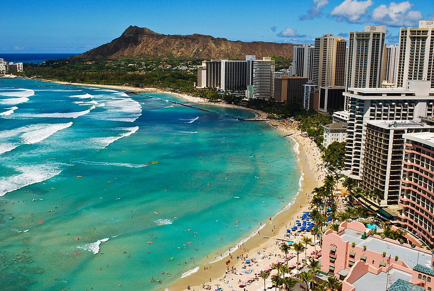 Waikiki ocean beach waves beach hawaii. Android for, waikiki hawaii HD ...