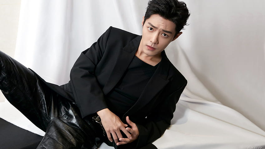 Handsome Xiao Zhan Is Wearing Black Coat Suit In White Backgrounds Boys HD wallpaper